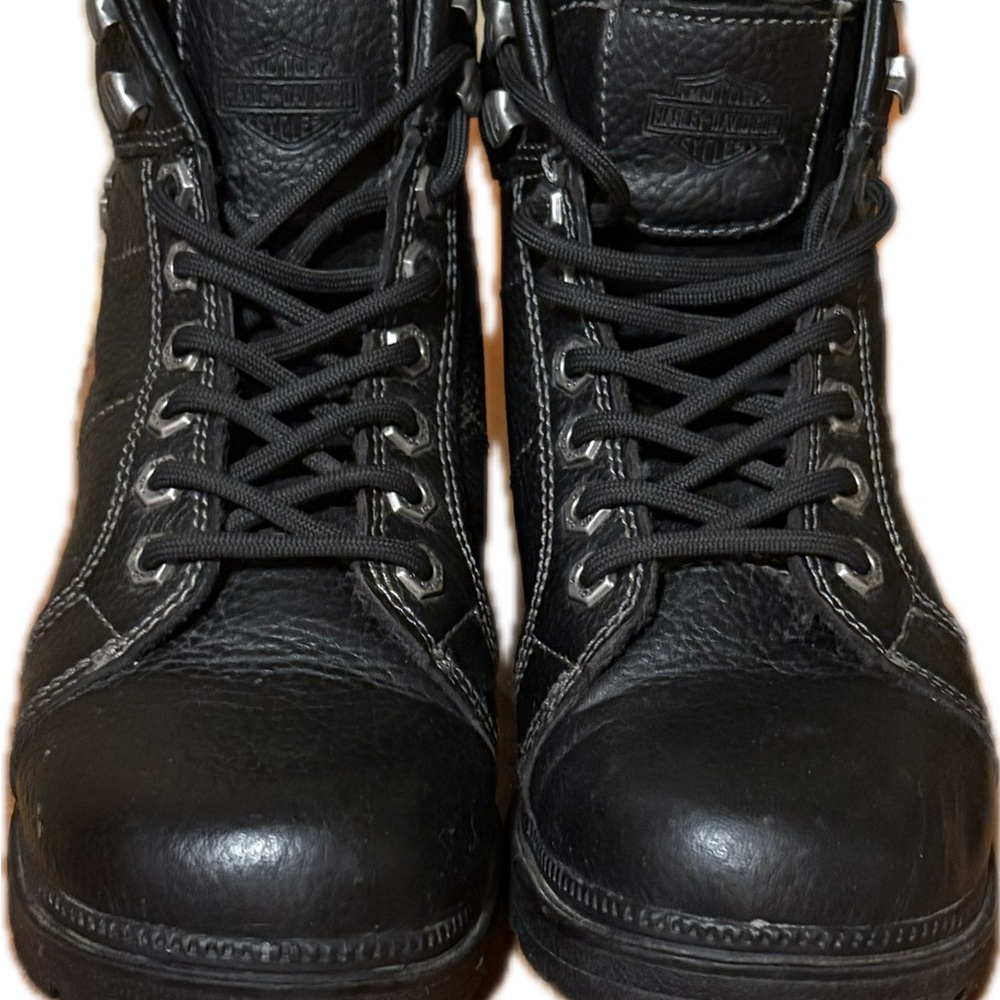 Harley Davidson Black Leather Lace-Up Boots women’s size 6 1/2 - Picture 5 of 6